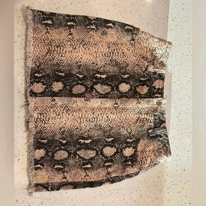 Pink snakeskin denim mini skirt size small